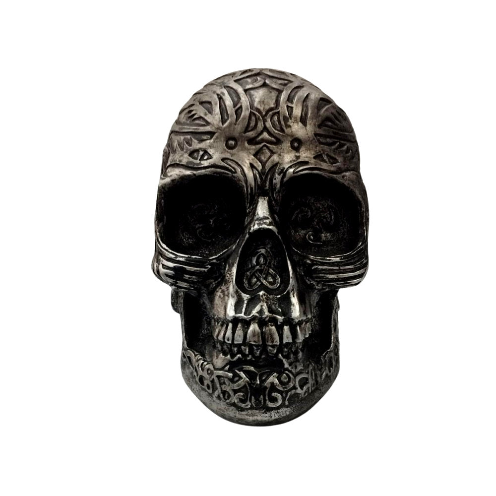 Silver Gothic Skull Money Bank