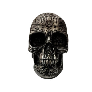 Silver Gothic Skull Money Bank
