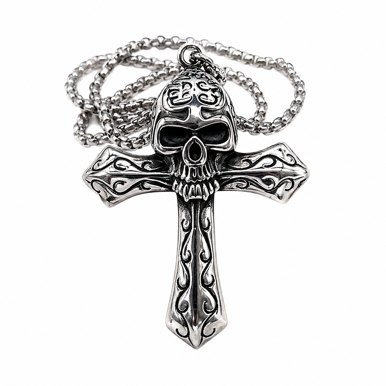 Detailed Skull Cross Necklace – Triparte Store