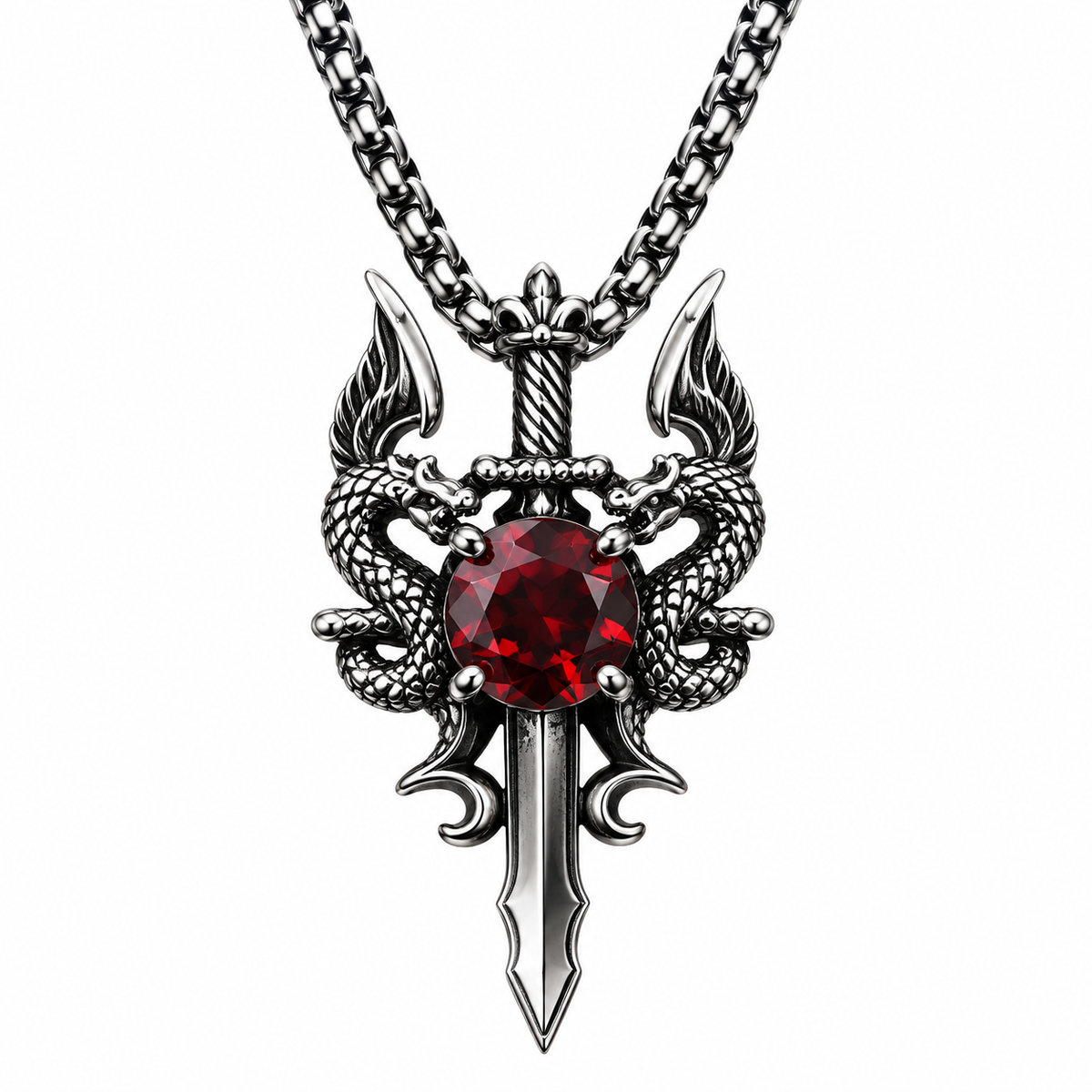 Red Jewel Crest Necklace