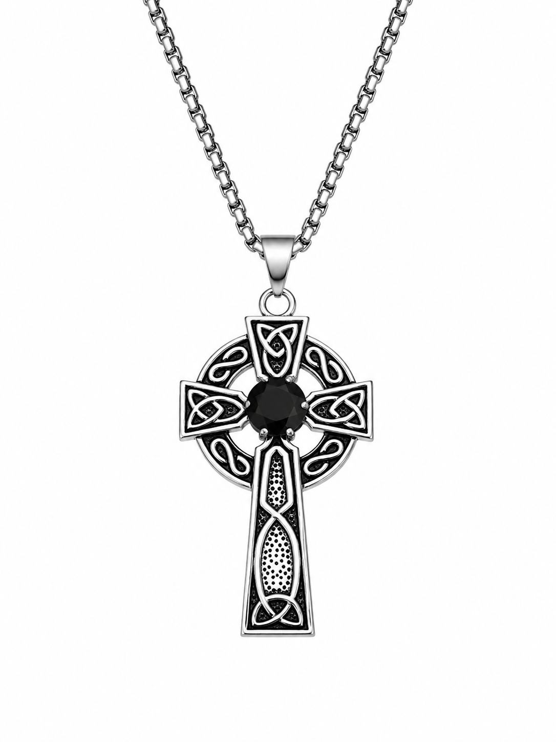Celtic Black Jewel Cross Necklace