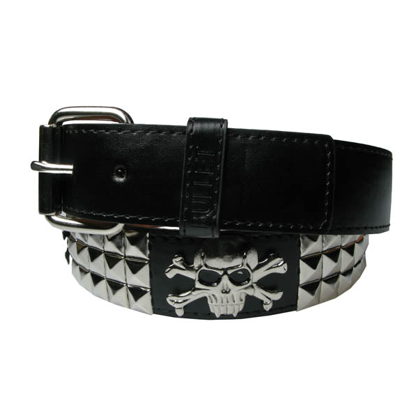 D100- 3 Row Silver Pyramid w/ Skull