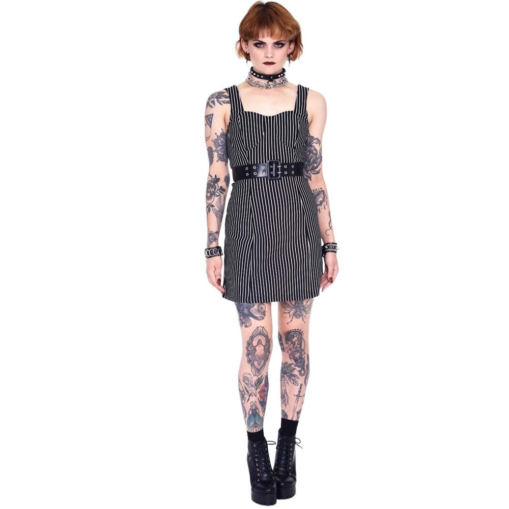 Pinstripe Belt Dress
