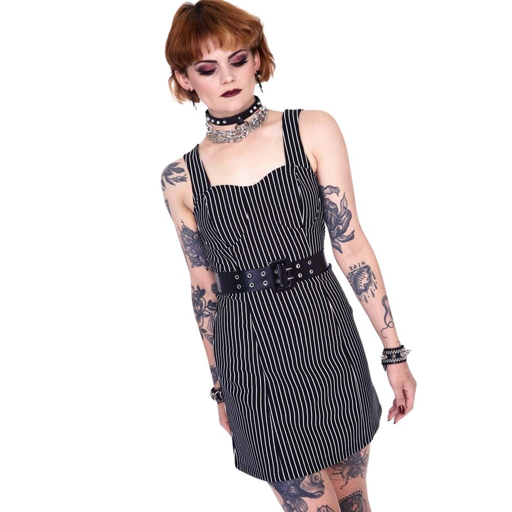Pinstripe Belt Dress