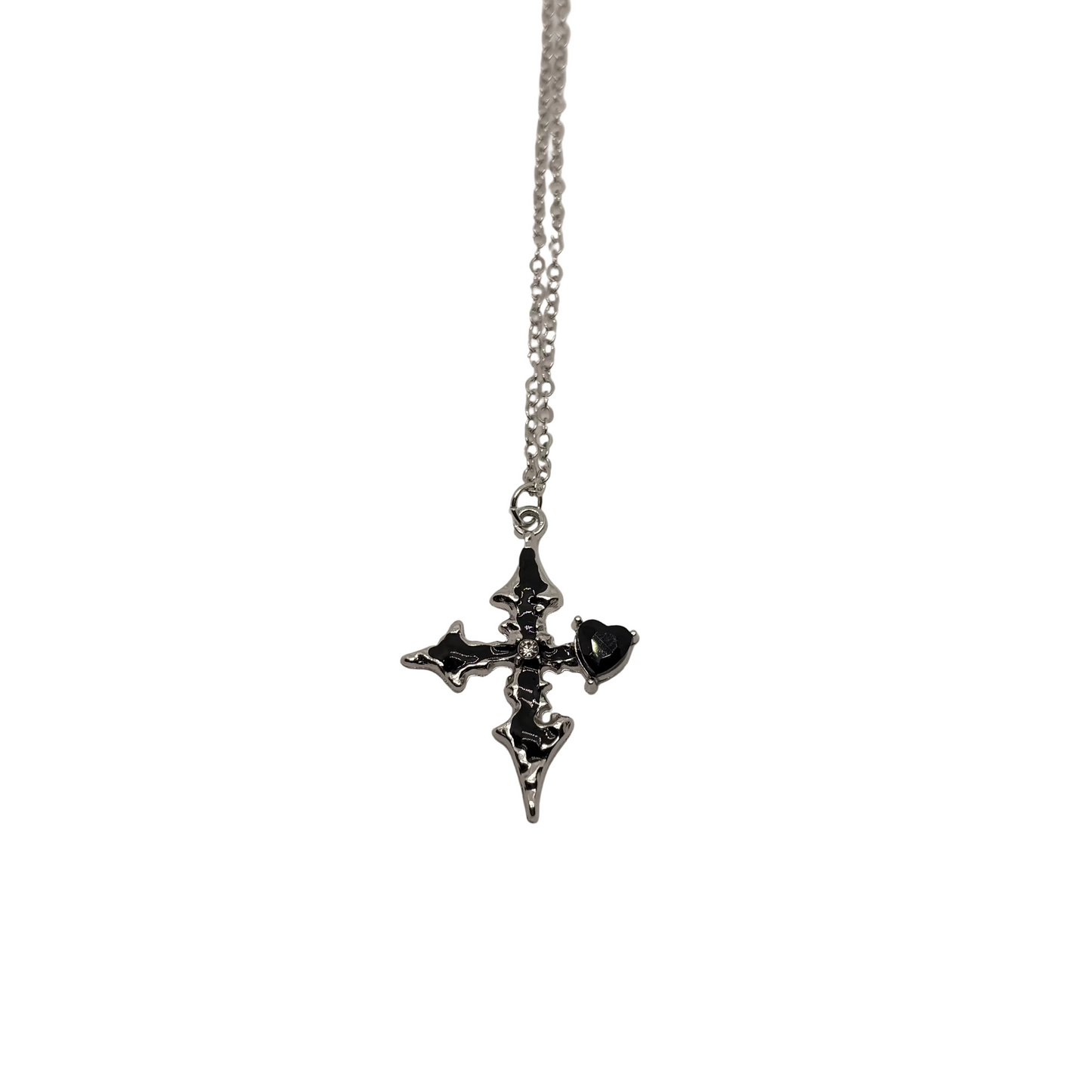 Black Heart Cross Necklace