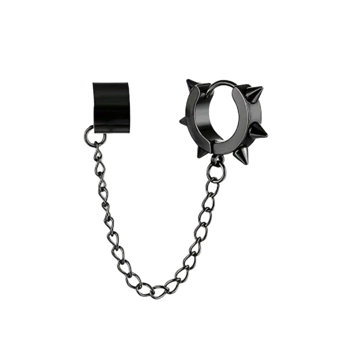 Spiked Black Earring w/ Chain Cuff