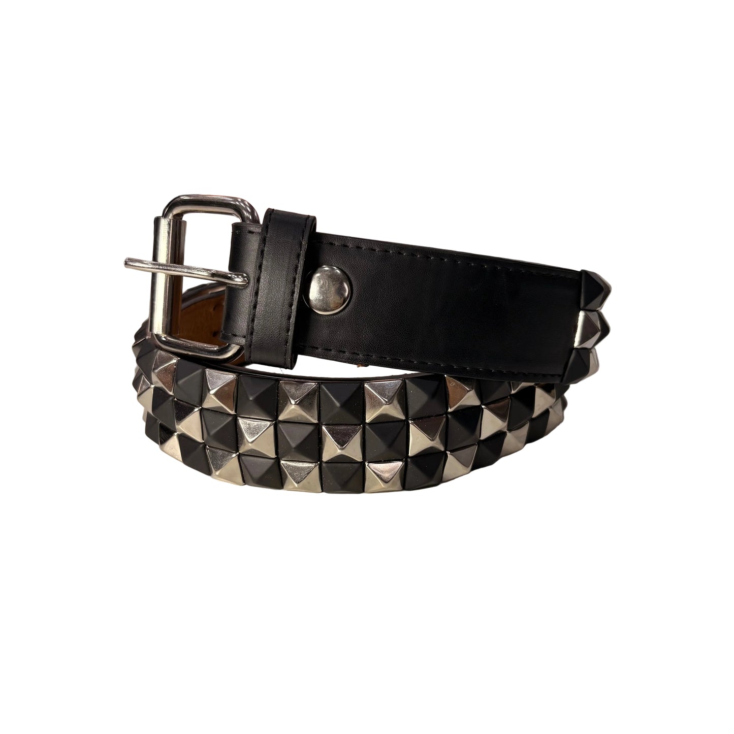 G0016A - Black & Silver Spike Vegan Belt