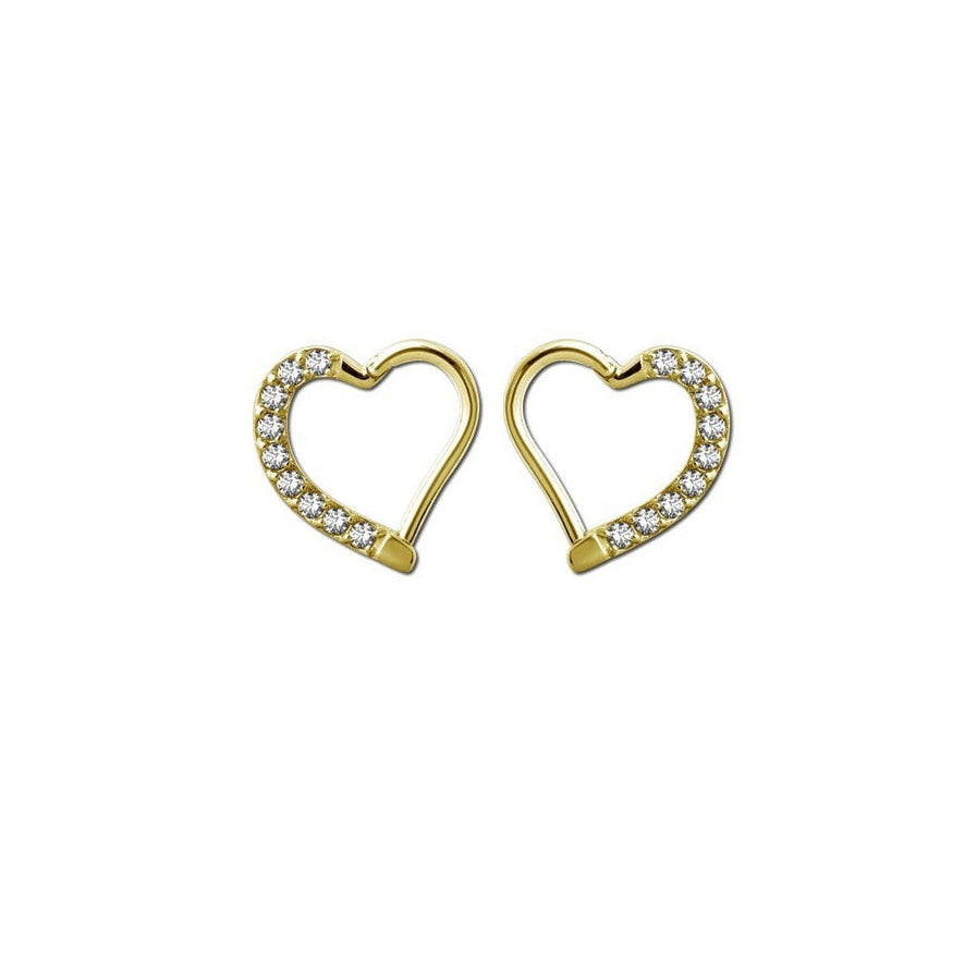 Golden Heart Shaped Daith w/ Jewels