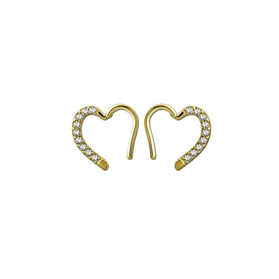 Golden Heart Shaped Daith w/ Jewels