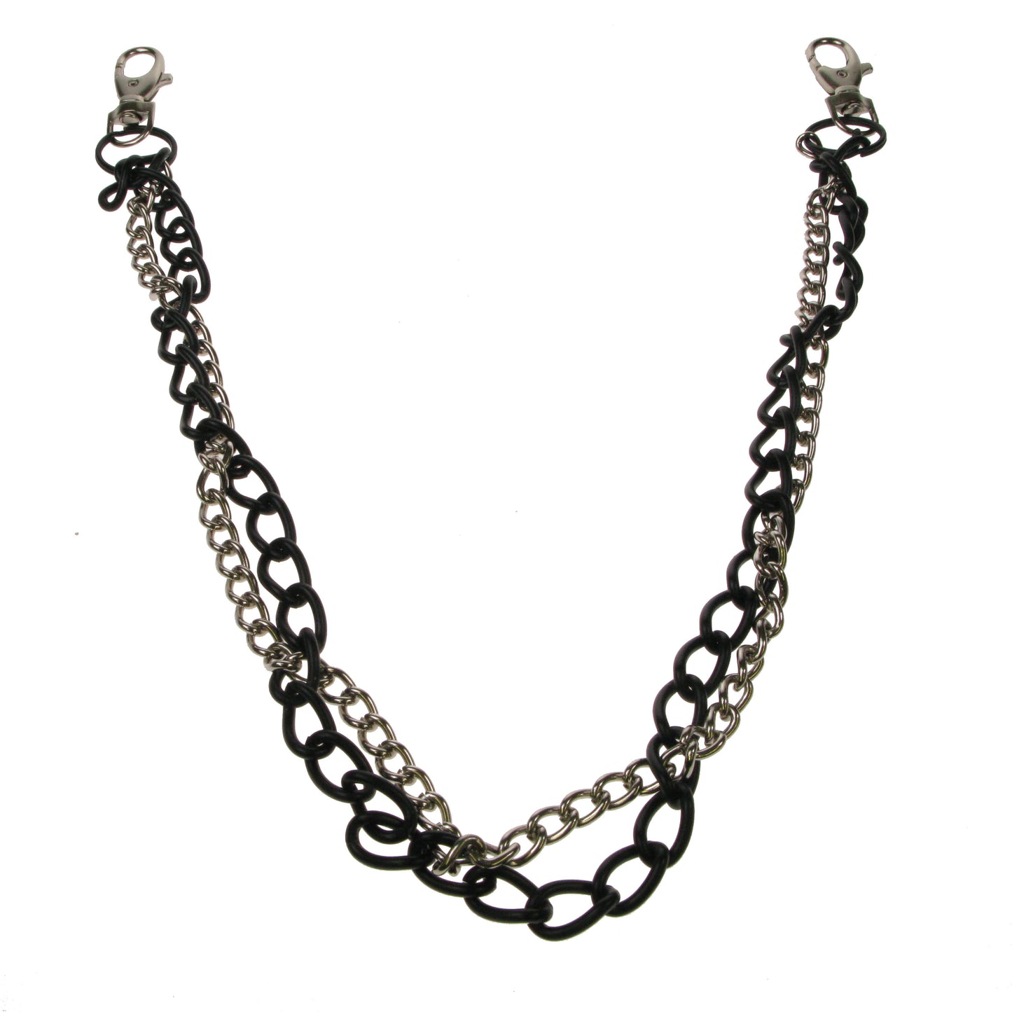 Y10601D - Twisted Black & Silver Metal Chain