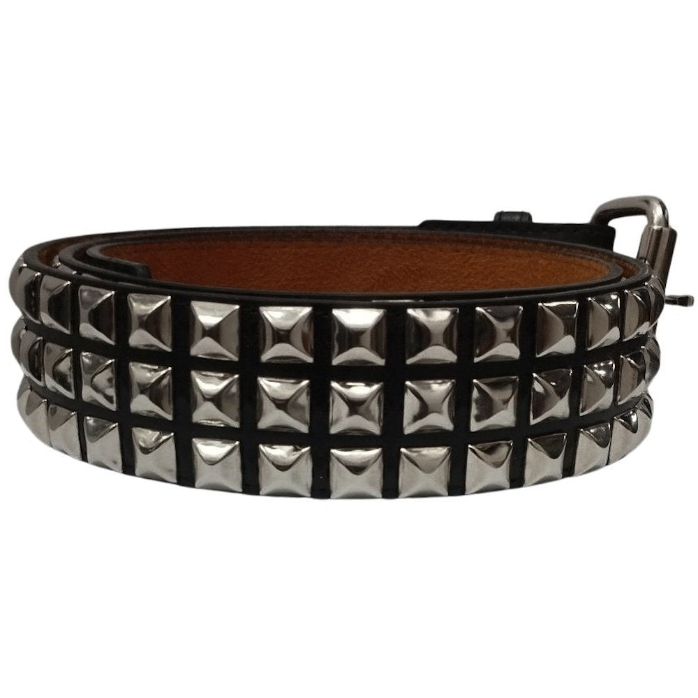 9782 - 3 Row Squared Studded Non Leather Belt