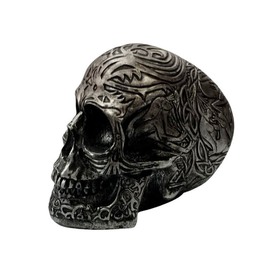 Silver Gothic Skull Money Bank