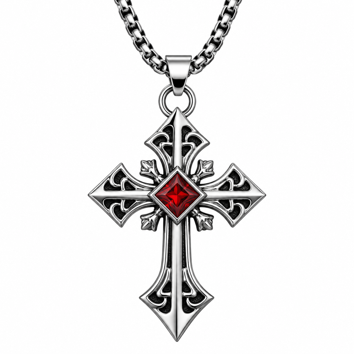 Fleury Ruby Cross Necklace