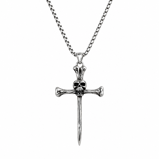 Impaled Skull Cross Necklace