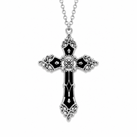 Dark Rococo Cross Necklace