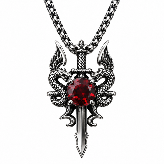 Red Jewel Crest Necklace
