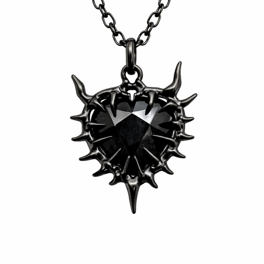 Black Cage Black Heart Necklace