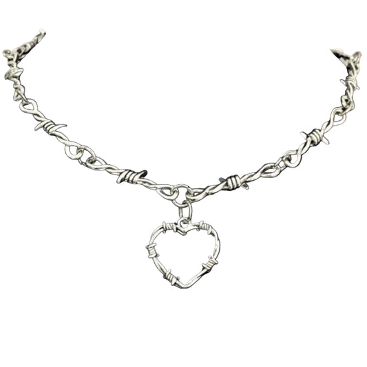 Barbed Wire Heart Necklace