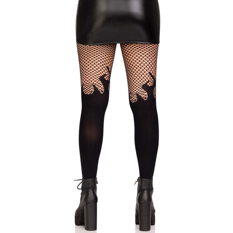 Fishnet Top Flame Tights 9729