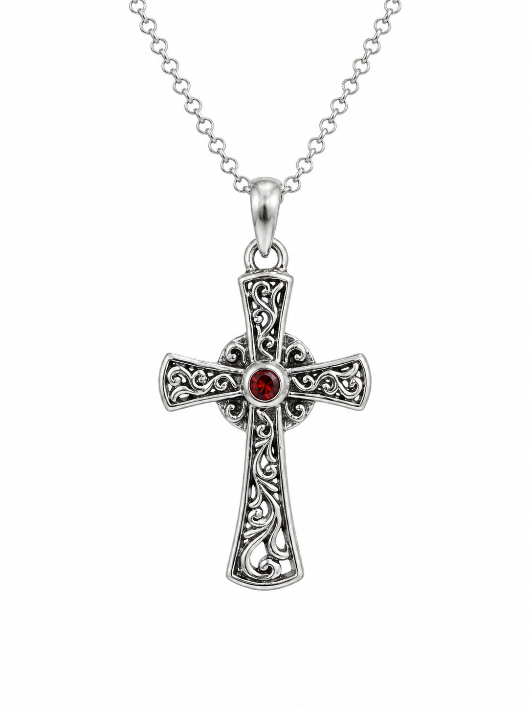 Red Jewel Cross Necklace