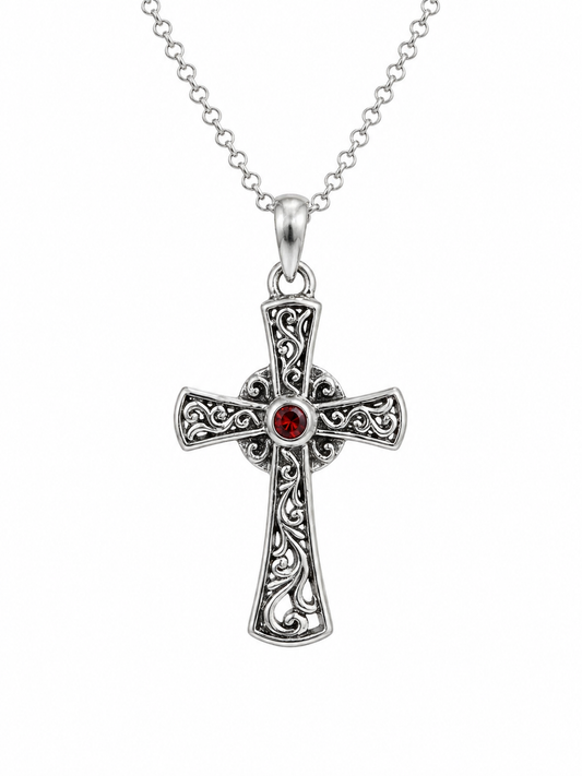 Red Jewel Cross Necklace