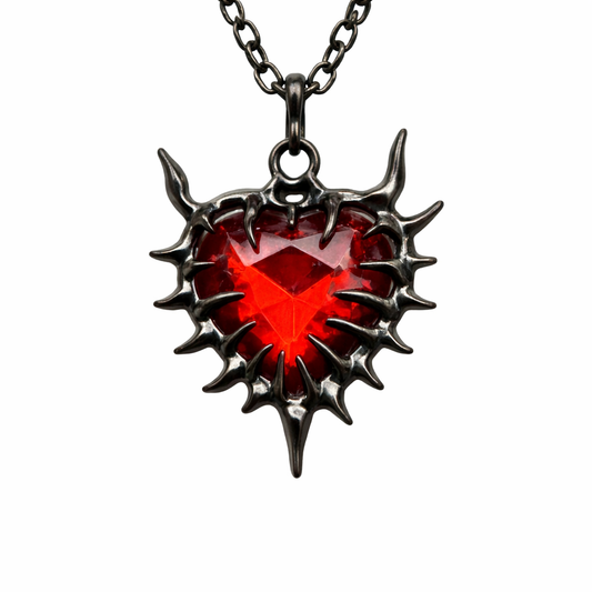 Black Cage Red Heart Necklace