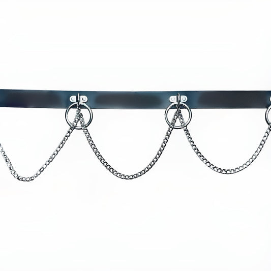 B406 - Rings & Chains Leather Belt