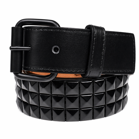 G0016J-1 - 3 Row Black Pyramid Non Leather Belt