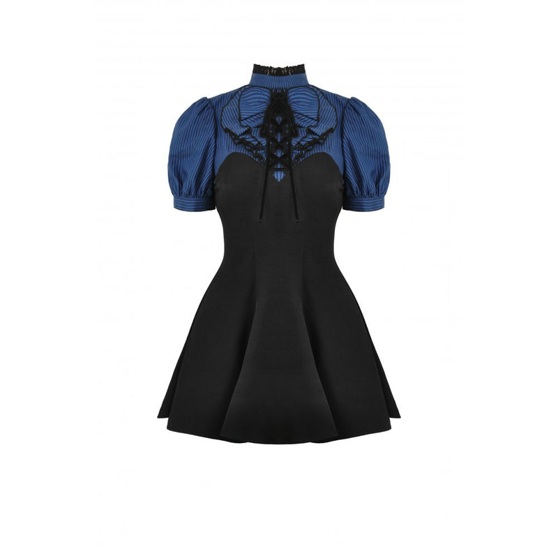 Blue Black Strip Collar Dress 866