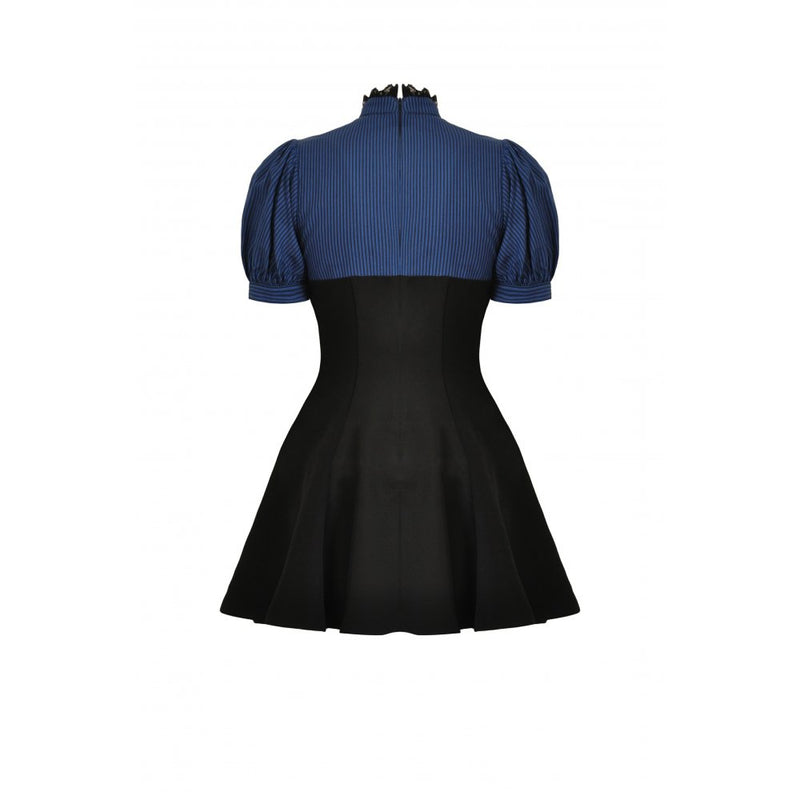 Blue Black Strip Collar Dress 866