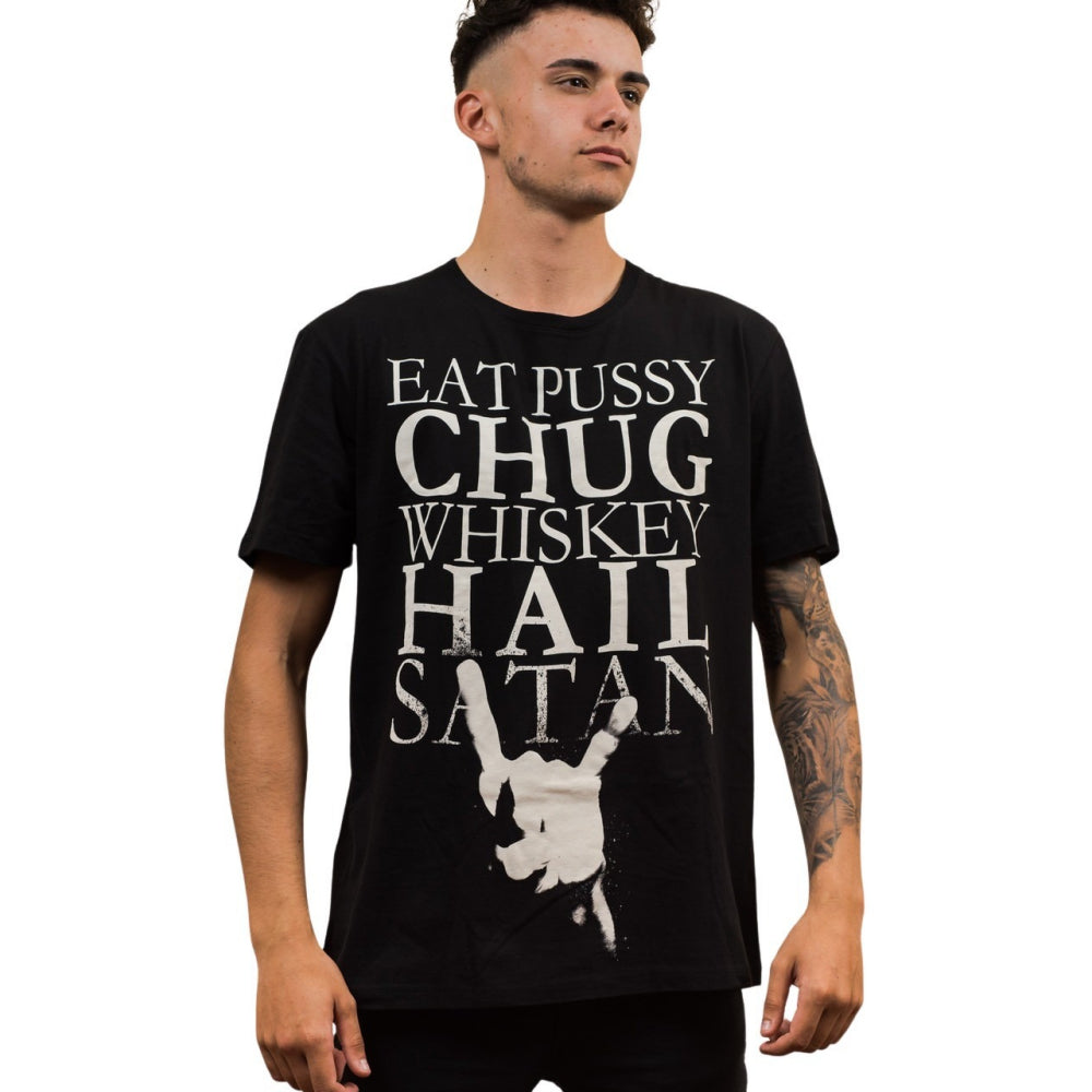 Chug Whiskey Hail Satan Tee