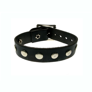 WB465 - One Row Flat Stud Leather Wristband