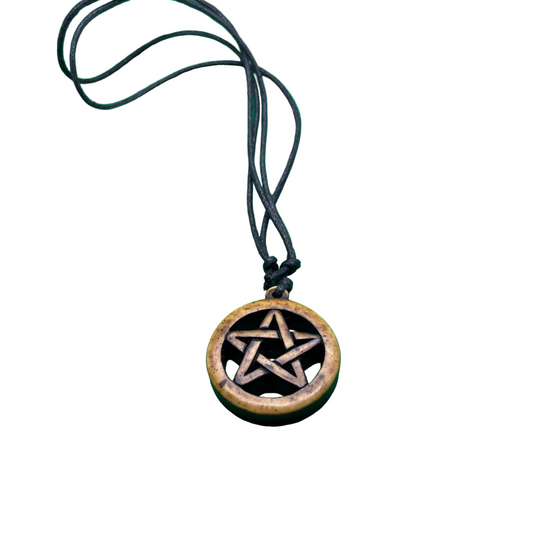 Wood Pentagram Necklace