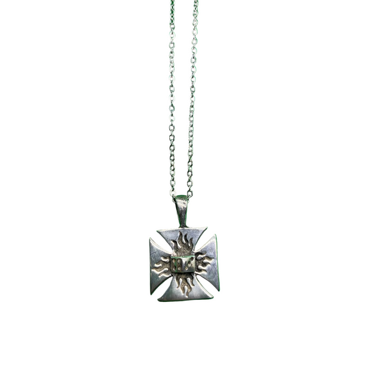 Silver Fire Cross Necklace