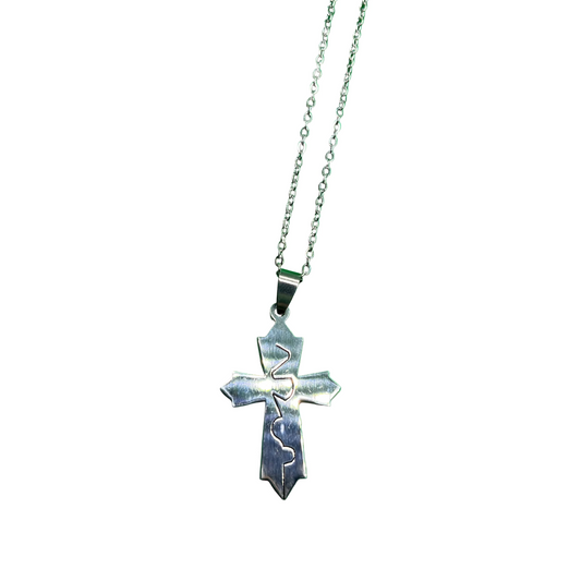 Silver Cut Cross Necklace