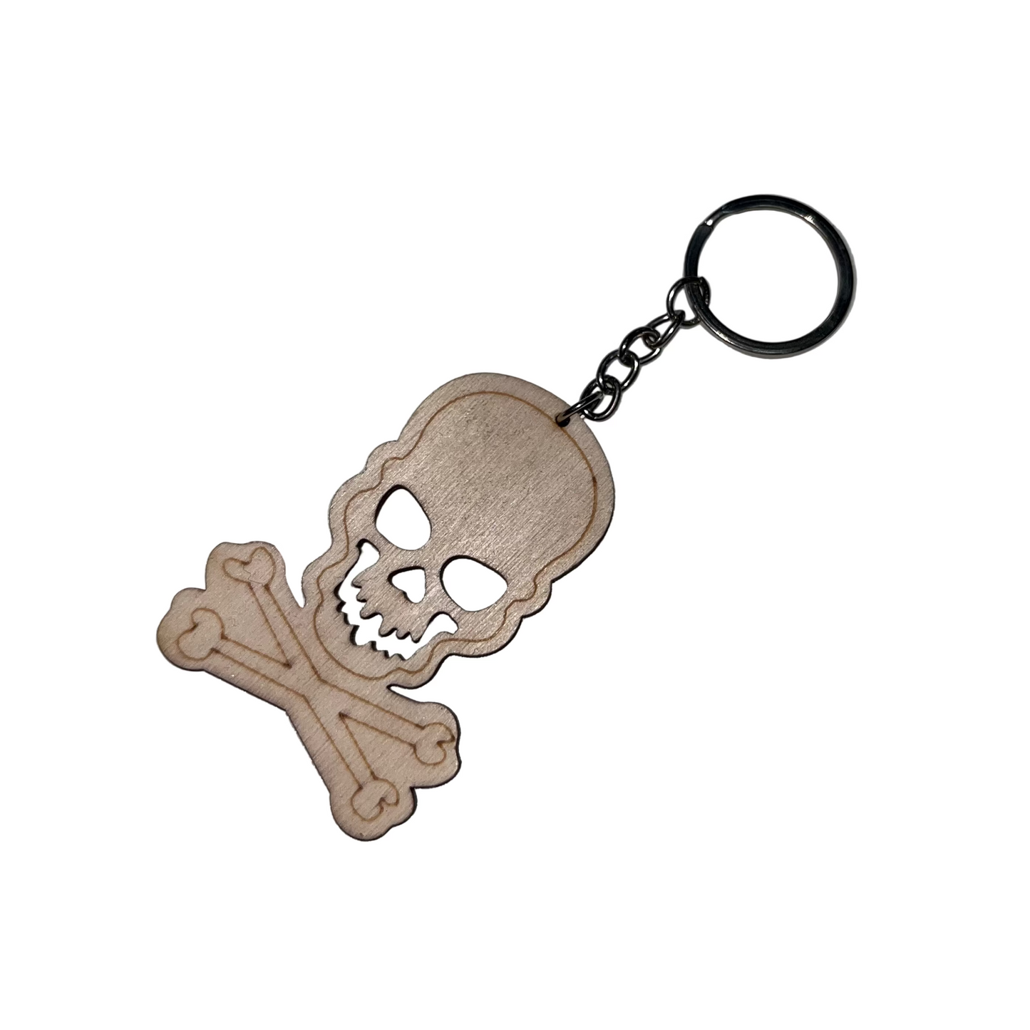 Wooden Skull Keychain