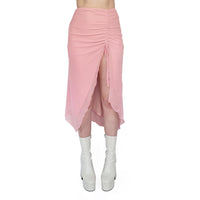Umbra Mesh Ruched Pink Skirt