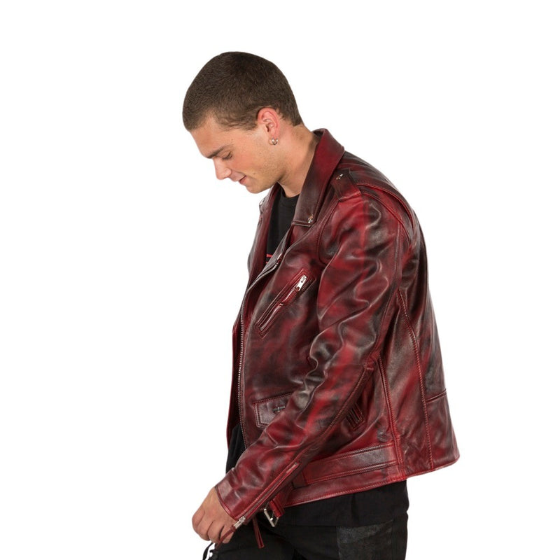 New Rock Red Leather Biker Jacket