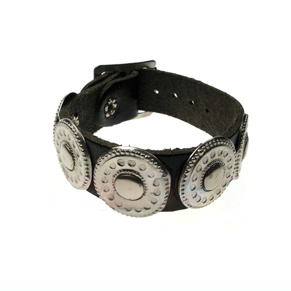 WB479 - 1 Row Shield Leather Bracelet