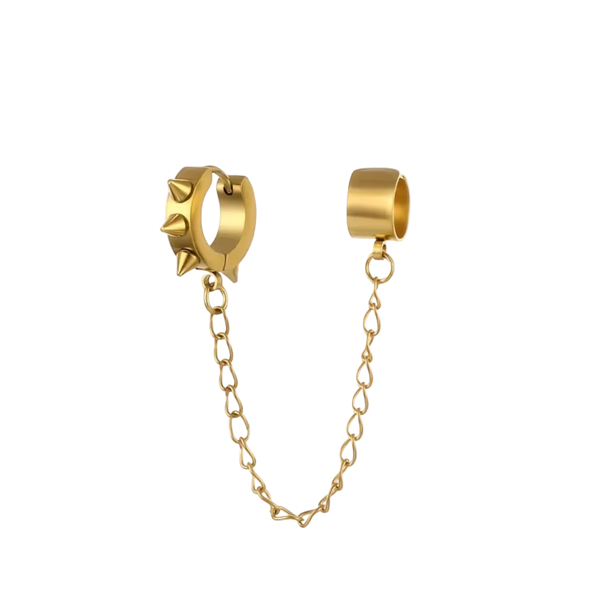 Spiked Gold Earring w/ Chain Cuff
