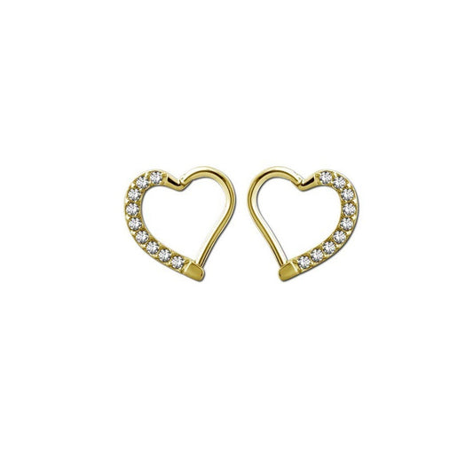Golden Heart Shaped Daith w/ Jewels