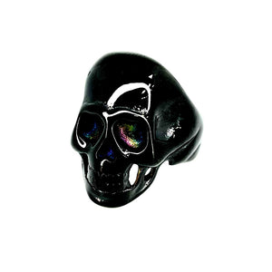 A31 Iridescent Black Skull Ring