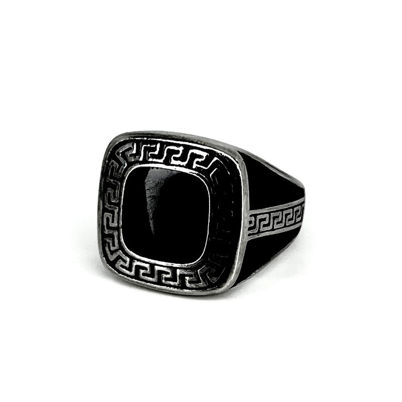 A24 Greek Obsidian Ring