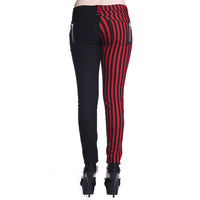 Half Black Half Red Stripes Skinny Jeans