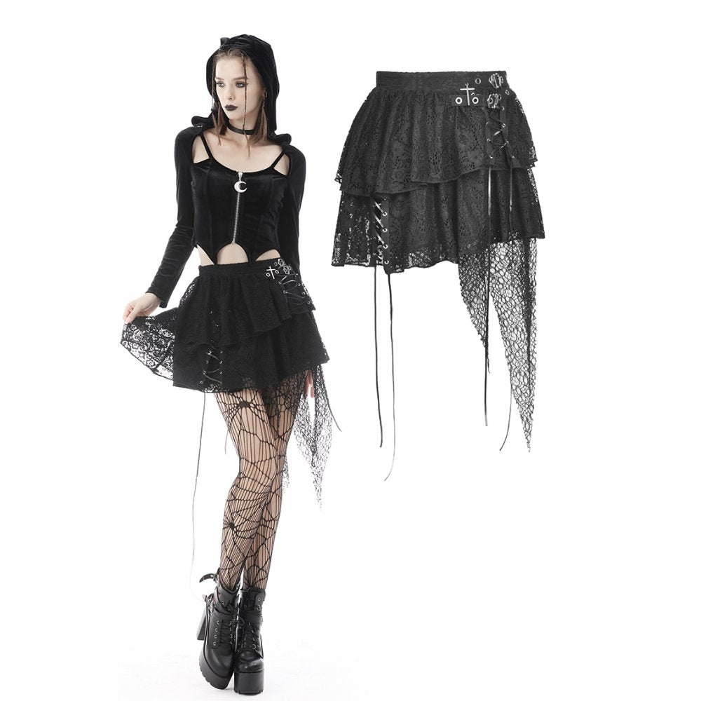Punk Lace Irregular Skirt 212