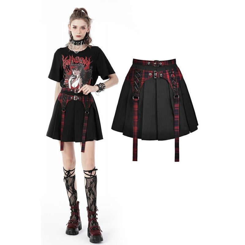 Black Red Punk Skirt 239