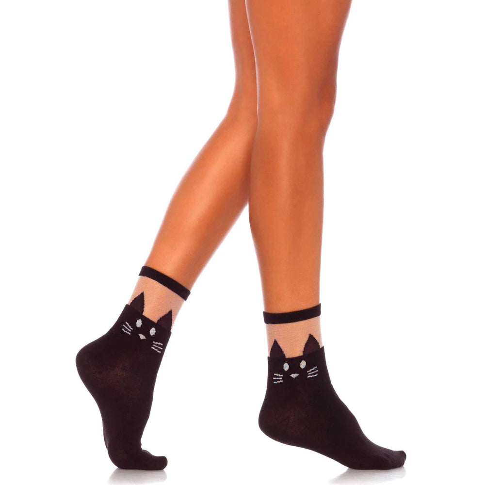 Daphne Black Cat Ankle Socks 3937