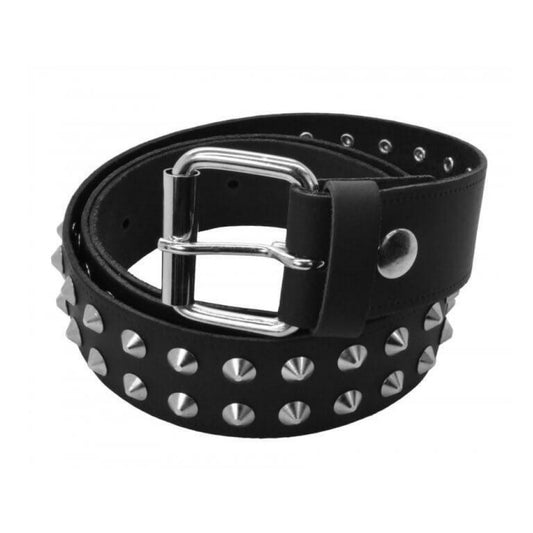 B003 - 2 Row Black Conical Leather Belt