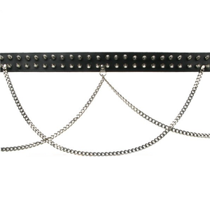 B310 - 2 Row Spike & Double Chain Leather Belt