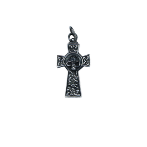 Skull Celtic Silver Cross Pendant